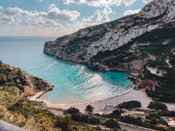 Turquoise cove and cliffs on the coast near Jávea